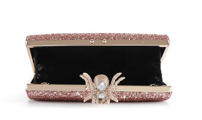 CB246 Pink sequined spider lock Evening clutch bags