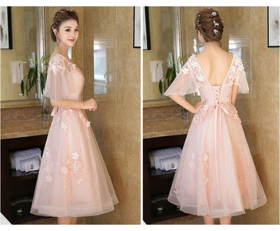 BH156 Korean Sweet A Line Tea-Length Bridesmaid Dresses (3 Colors)