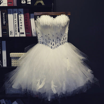BH71 Strapless Feather Homecoming Dresses