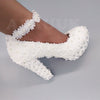 BS153 ivory lace pearls wedding shoes