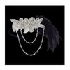 BJ54 Gatsby Black Feather rhinestone beaded Headband