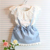 FG186 Set of Newborn Top+Denim Strap skirt