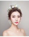 BJ217 Handmade Wedding Hair Jewelry set(Crown+earrings)
