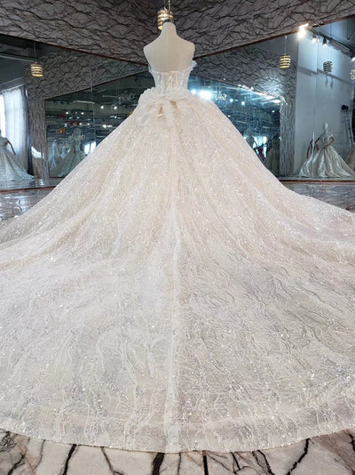 HW50 Luxury shiny strapless Wedding Gowns