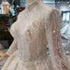 HW60 Real pictures Luxury Sparkly high-neck long sleeve Wedding Dress