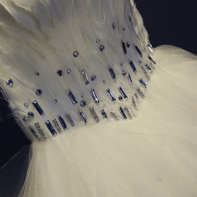 BH71 Strapless Feather Homecoming Dresses