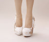 BS152 White Pearl Peacock wedding shoes