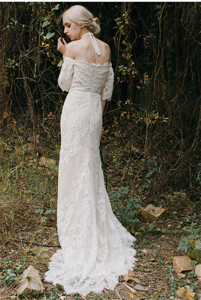 CW84 Off The Shoulder Half Sleeves Garden Wedding dress