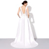 PP159 Simple White satin backless Long Evening Dress