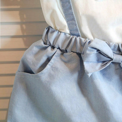 FG186 Set of Newborn Top+Denim Strap skirt