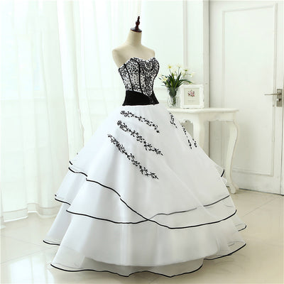 CG85 Vintage white black A line Wedding Dresses