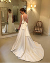 CW83 Simple A-line Wedding Dress with chapel train