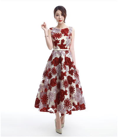 BH132 Plus size Vintage Flower Tulle A Line Bridesmaid Dress