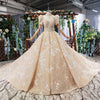 high-end high neck puff short sleeve bridal Gown