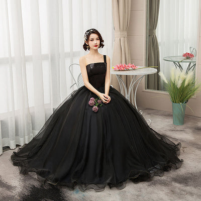 CG79 Black Bling Bling One-shoulder Quinceanera Dresses