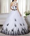 CG31 Black and white one shoulder  wedding dress