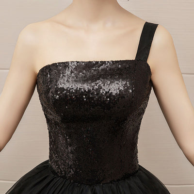 CG79 Black Bling Bling One-shoulder Quinceanera Dresses