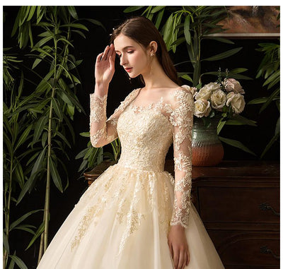 CW255 Vintage cheap full Sleeve Lace Bridal Gown