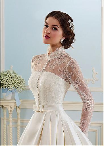 CW259 : 2pcs strapless satin Wedding dress with lace jacket ...