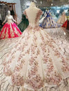CG140 Real Photo High neck floral beaded Swollen Gown