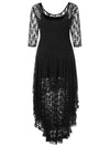 MX137 Summer Plus Size 3/4 sleeve High Low Lace Dress