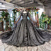 MM24 Black Mother & daughter matching Ball Gown with cape