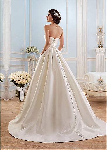 CW259 : 2pcs strapless satin Wedding dress with lace jacket