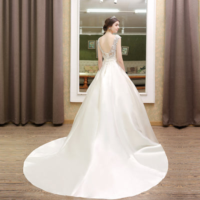 CW116 Real Photo minimalist satin A-line Wedding dress