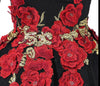 CG02 Black Flowers  Sleeve Ball Gown