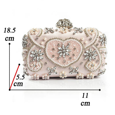 CB140 Handmade  Rhinestones & Pearl  Clutch Bags ( 3 Colors )