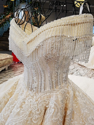 HW05 Glamorous Glitter off shoulder Wedding dresses