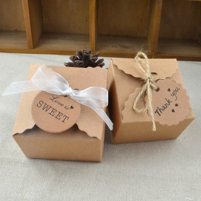 DIY26 Vintage Mini Kraft Paper Wedding Gift Boxes (10 Pcs)