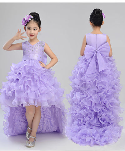 FG377 Girl Pageant dress with the removable tail ( 3 Colors )