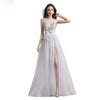 PP156 Sexy White V-neck Backless Lace Evening Dress