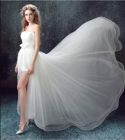SS01 Short Front Long Back Wedding Dress