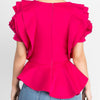 TJ06 Fashion Summer O-Neck Ruffles Sleeve  Tops