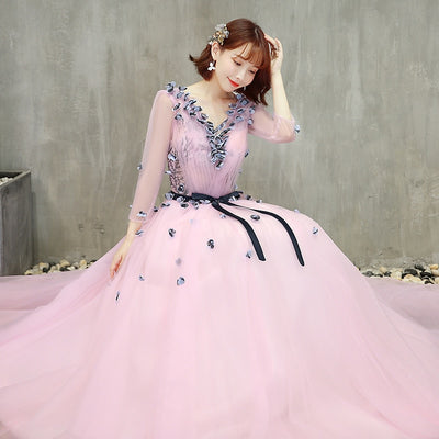 CG204 : 3/4 sleeve Prom Ball Gowns ( 2 Colors )