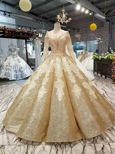 CG35 Gold embroidery Wedding Dress