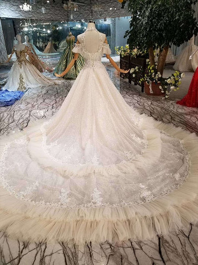 HW67 Luxury halter ruffle mermaid wedding dresses with detachable train