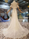 HW67 Luxury halter ruffle mermaid wedding dresses with detachable train