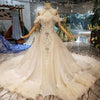 HW67 Luxury halter ruffle mermaid wedding dresses with detachable train