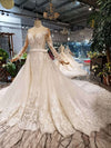 HW66 Handmade long sleeve mermaid wedding dress with detachable train