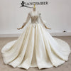 HW177 Luxurious Lantern Sleeves Appliques Sequined Wedding Gowns