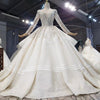 HW218 Real Photo Luxurious long sleeves Pearls Sequin Wedding Gown