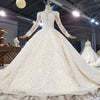 HW219 Real Photo Shining High Neck Long Sleeves Bridal Gown