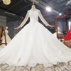 HW358 Real Pictures Simple White High Neck Pearls Wedding Dress