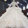 HW260 Real Photo : O-neck long sleeves sequined Pearl Bridal Dress