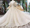 HW70 Luxury off the shoulder puffy long sleeves shiny Bridal gowns