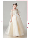 FG382 Champagne feathers First communion dress