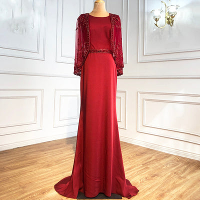 LG403 Real Pictures Satin mermaid Evening Gown+Shawl( 2 Colors )